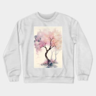 Japanese Cherry Tree in Bloom Watercolor Crewneck Sweatshirt